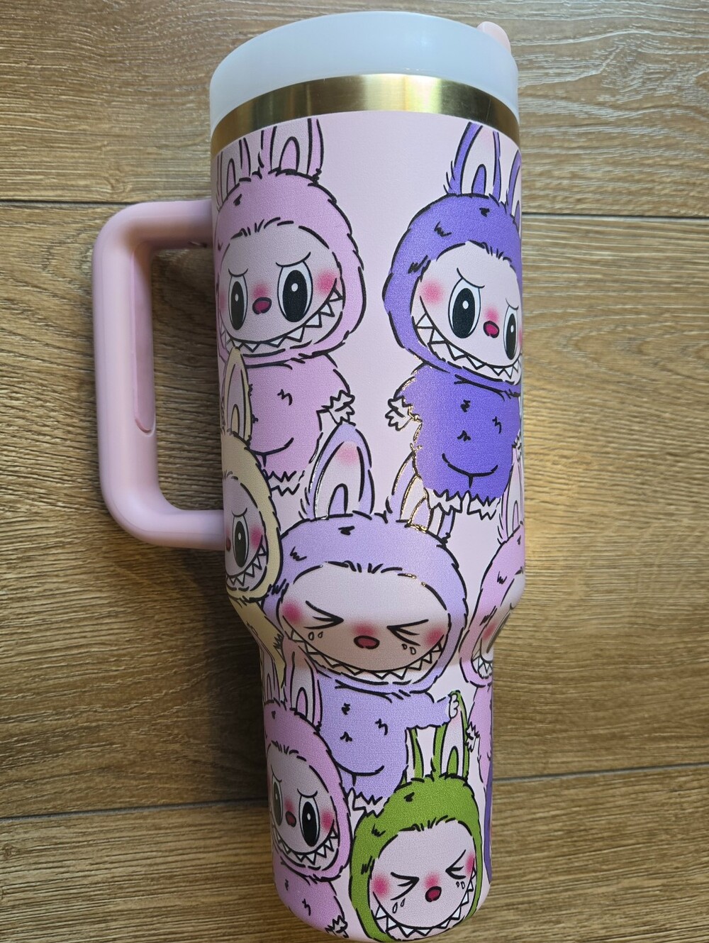 Stanley Pop Mart Labubu Quencher Stainless Tumbler Cup 40oz Coral Pink - Picture 3 of 8